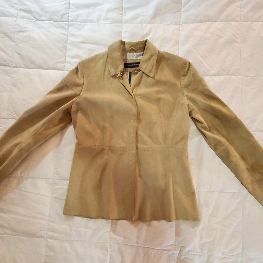 BANANA REPUBLIC Genuine Suede Jacket - Light Camel - Vintage - Picture 5 of 11